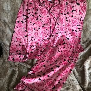 #2) 1996 NICK&NORA 100%SILK ROSES PJS, SZ S, EUC, NO FLAWS, BEAUTIFUL&ELEGANT